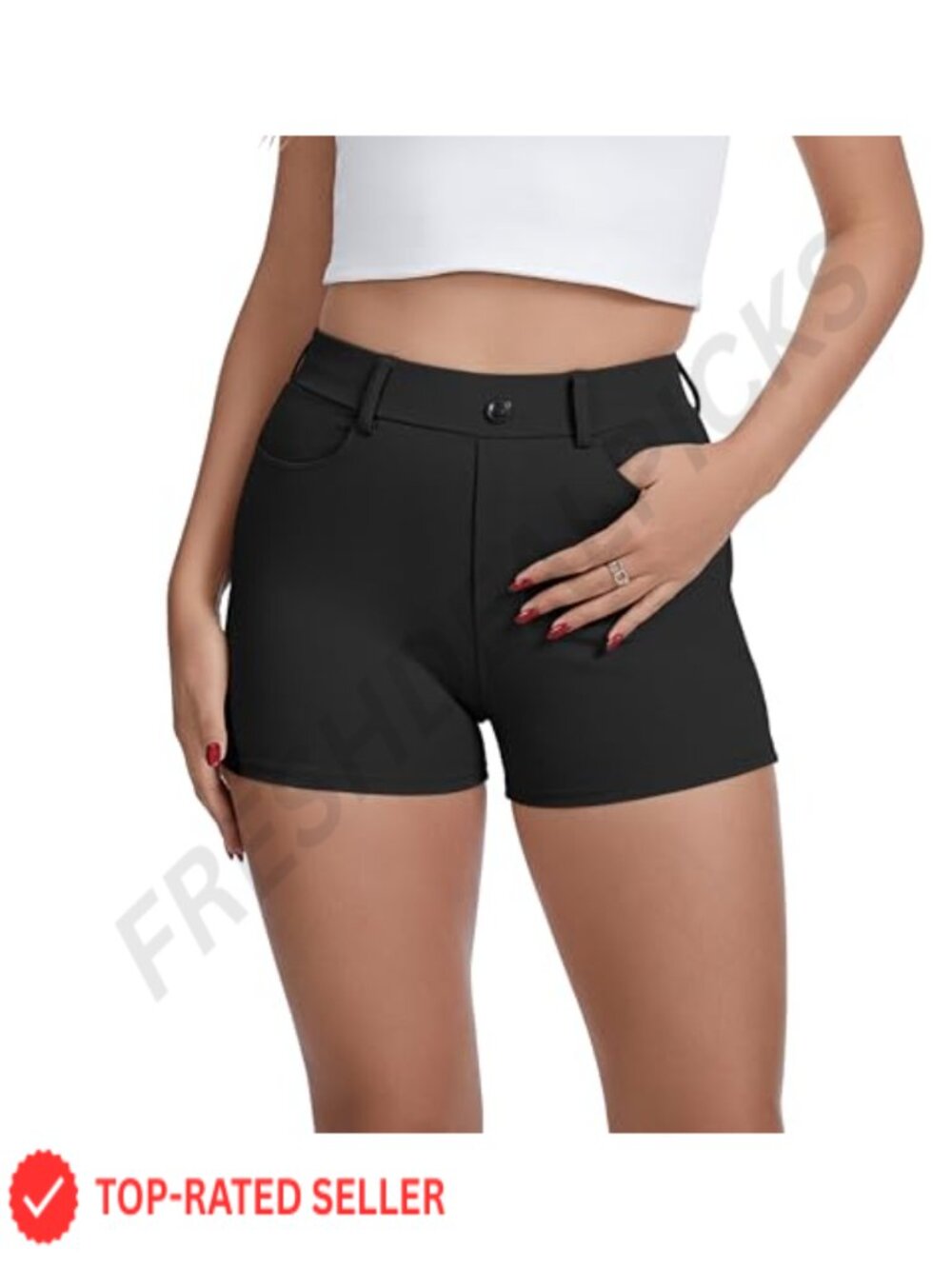 Skinny Yoga Dress Shorts High Waisted Stretchy Business Casual 4 Pockets
